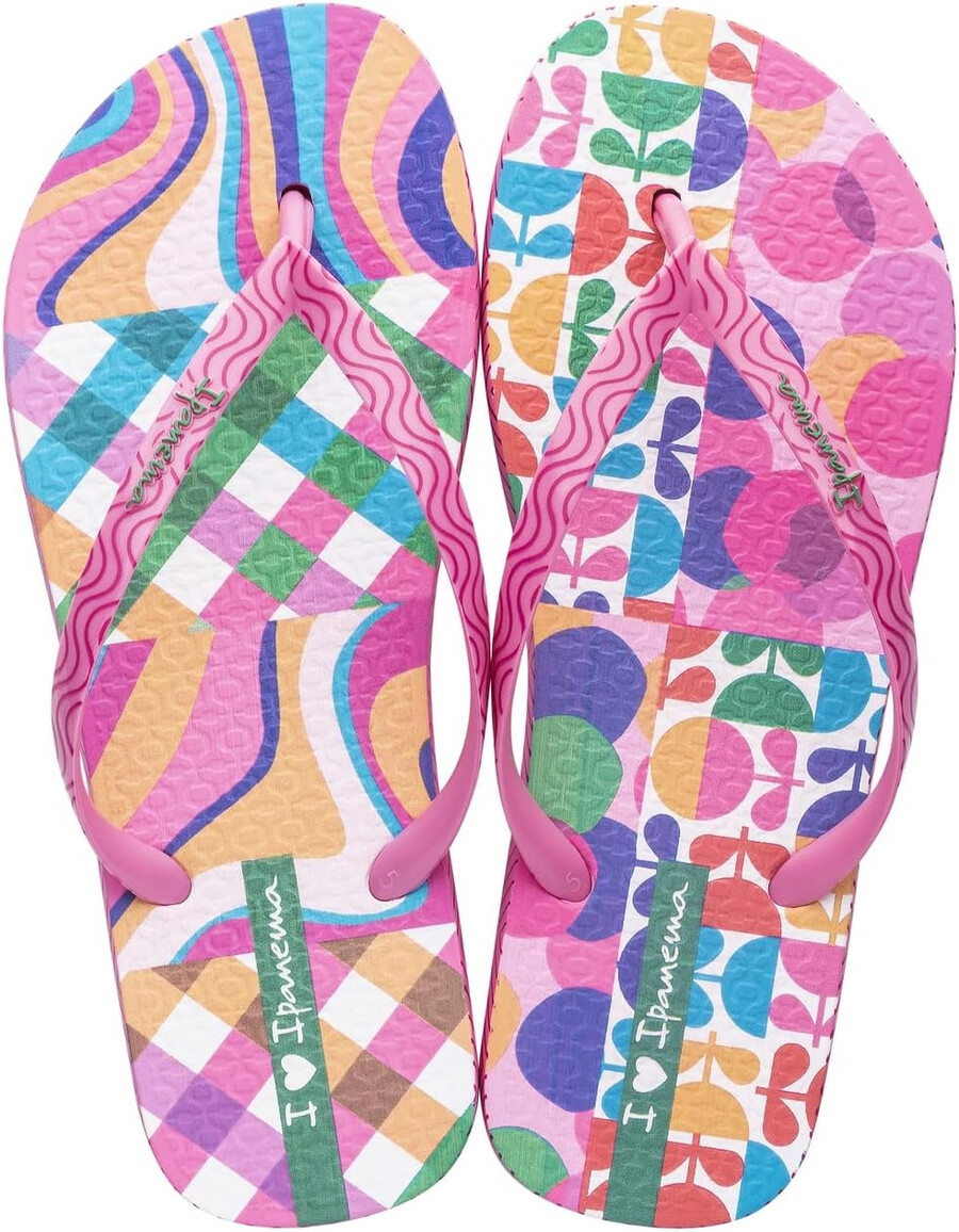 ipanema womens expression flip flop - comfortable fun stylish multi color summer sandal with anatomic footbed non-slip sole pink green and yellow size 10 flip-flops