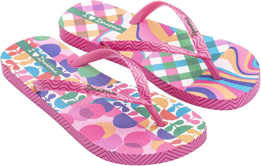 ipanema womens expression flip flop - comfortable fun stylish multi color summer sandal with anatomic footbed non-slip sole pink green and yellow size 10 flip-flops