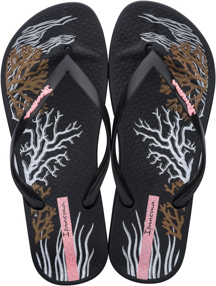 ipanema womens ana glossy flip flop - comfortable stylish summer sandal with anatomic footbed non-slip sole black and white size 11 flip-flops
