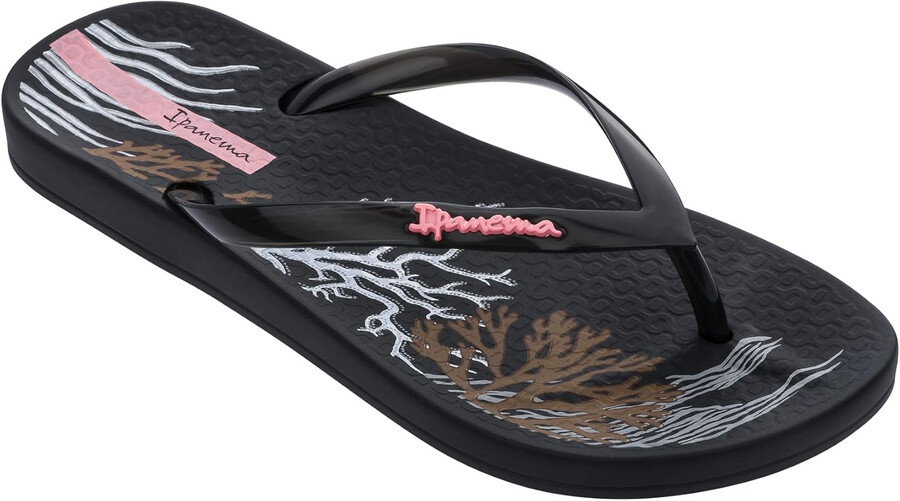 ipanema womens ana glossy flip flop - comfortable stylish summer sandal with anatomic footbed non-slip sole black and white size 11 flip-flops