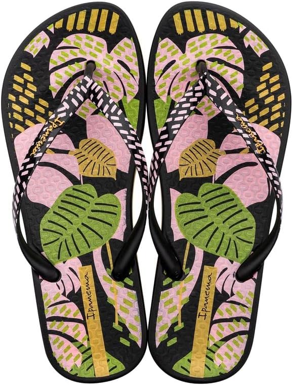 ipanema womens ana nature vii flip flop - comfortable stylish summer sandal with anatomic footbed non-slip sole blackpinkgreen 5 flip-flops