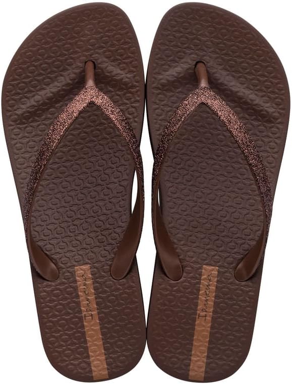 ipanema womens mesh chic platform flip flops - comfortable and trendy summer platform sandals with glittery straps anatomic footbed non-slip sole brownglitter 10 flip-flops