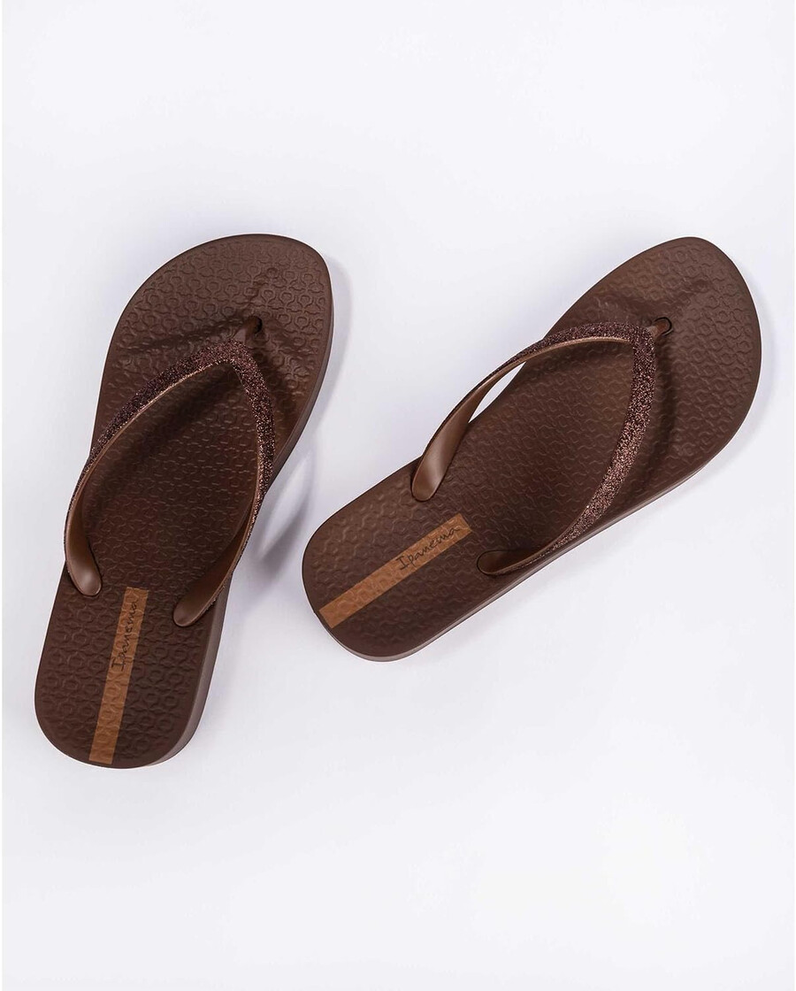 ipanema womens mesh chic platform flip flops - comfortable and trendy summer platform sandals with glittery straps anatomic footbed non-slip sole brownglitter 10 flip-flops