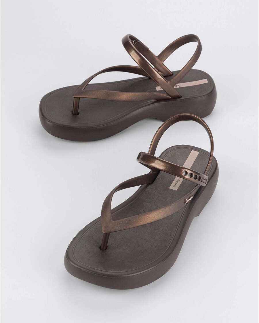 ipanema womens verano sandal - womens platform sandals thong sandal with adjustable ankle strap low wedges pvc sandals for women brownbronze 5 flip-flops