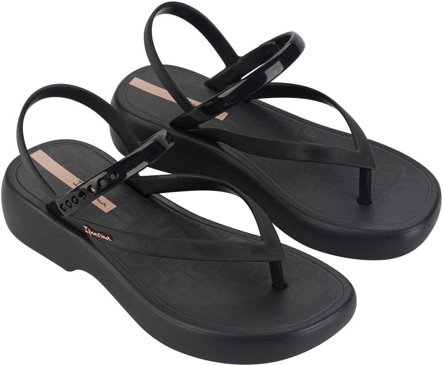 ipanema womens verano sandal - womens platform sandals thong sandal with adjustable ankle strap low wedges pvc sandals for women black 11 flip-flops