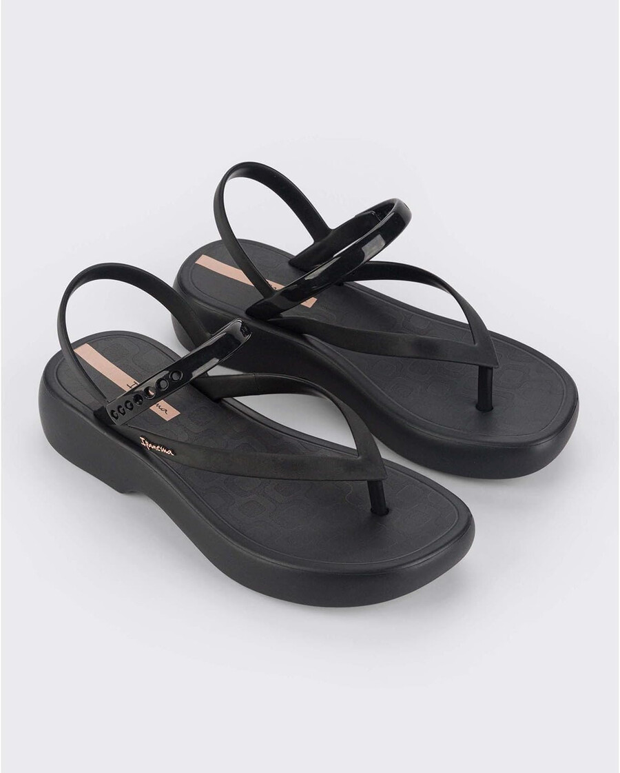 ipanema womens verano sandal - womens platform sandals thong sandal with adjustable ankle strap low wedges pvc sandals for women black 11 flip-flops