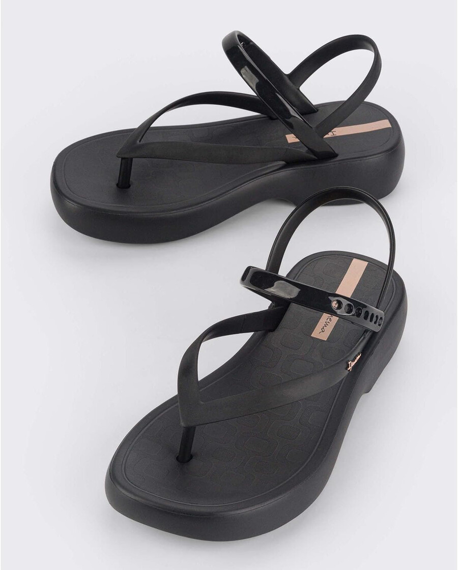 ipanema womens verano sandal - womens platform sandals thong sandal with adjustable ankle strap low wedges pvc sandals for women black 11 flip-flops