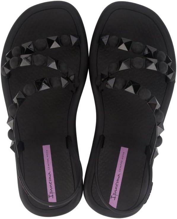 ipanema meu sol flatform womens sandals - studded sandals for women flat sandals strappy sandals comfy dressy women sandals summer dress sandals wbackstrap easy clean blacklilac size 8 flats