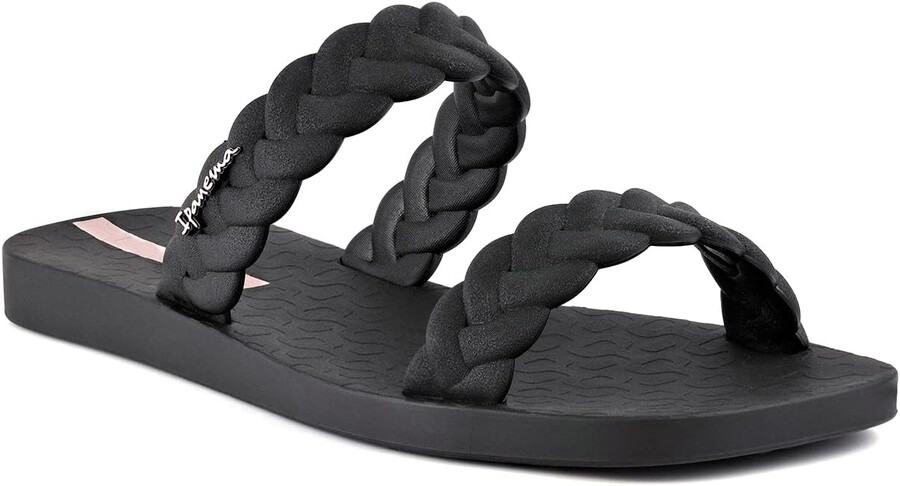 ipanema womens fever slides - comfortable and trendy slip-on sandals flip flops for women with braided double straps black 6 slides