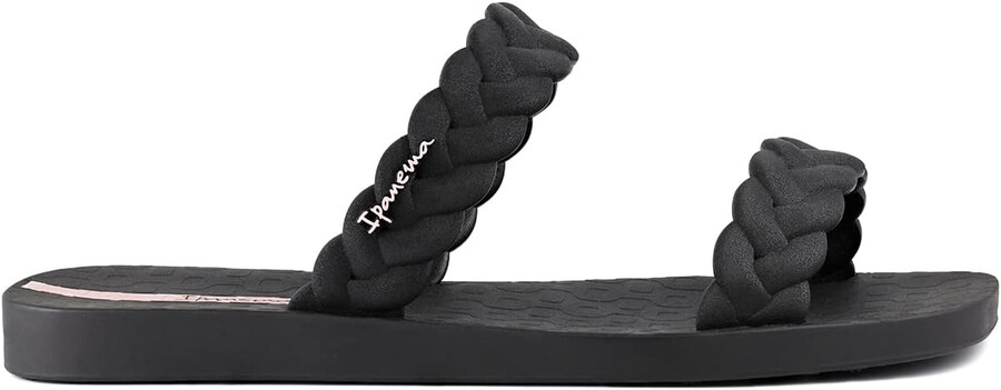ipanema womens fever slides - comfortable and trendy slip-on sandals flip flops for women with braided double straps black 6 slides