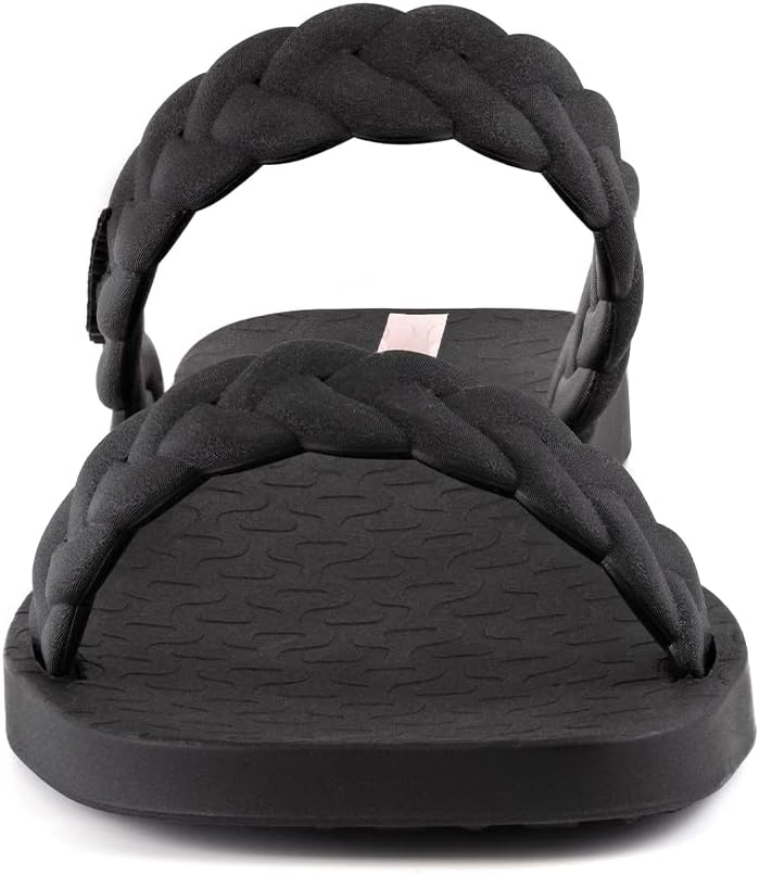 ipanema womens fever slides - comfortable and trendy slip-on sandals flip flops for women with braided double straps black 6 slides