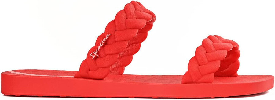 ipanema womens fever slides - comfortable and trendy slip-on sandals flip flops for women with braided double straps red 7 slides