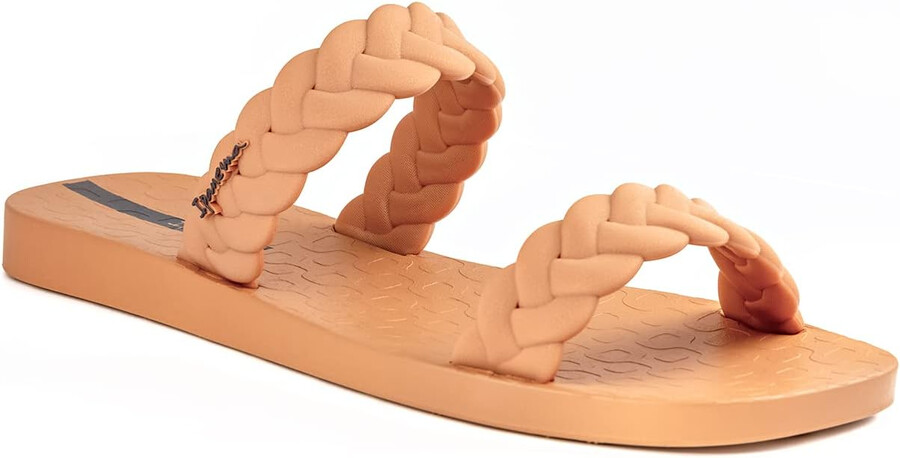 ipanema womens fever slides - comfortable and trendy slip-on sandals flip flops for women with braided double straps brownbeige 5 slides