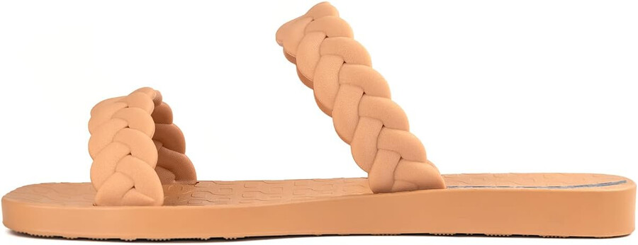 ipanema womens fever slides - comfortable and trendy slip-on sandals flip flops for women with braided double straps brownbeige 5 slides