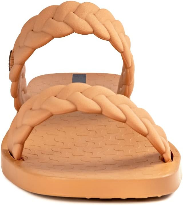 ipanema womens fever slides - comfortable and trendy slip-on sandals flip flops for women with braided double straps brownbeige 5 slides