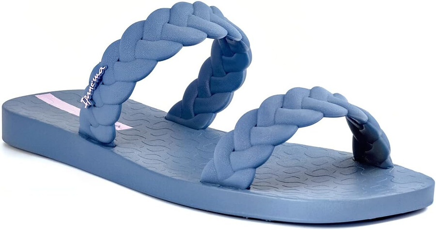 ipanema womens fever slides - comfortable and trendy slip-on sandals flip flops for women with braided double straps blue 7 slides