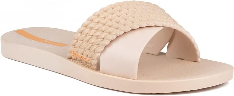 ipanema womens street ii slides - comfortable and trendy slip-on sandals flip flops for women with wide minimalist crisscross upper beigebeige 7 flip-flops