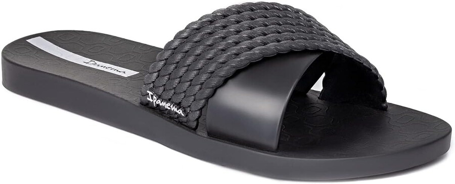 ipanema womens street ii slides - comfortable and trendy slip-on sandals flip flops for women with wide minimalist crisscross upper blackblack 6 flip-flops