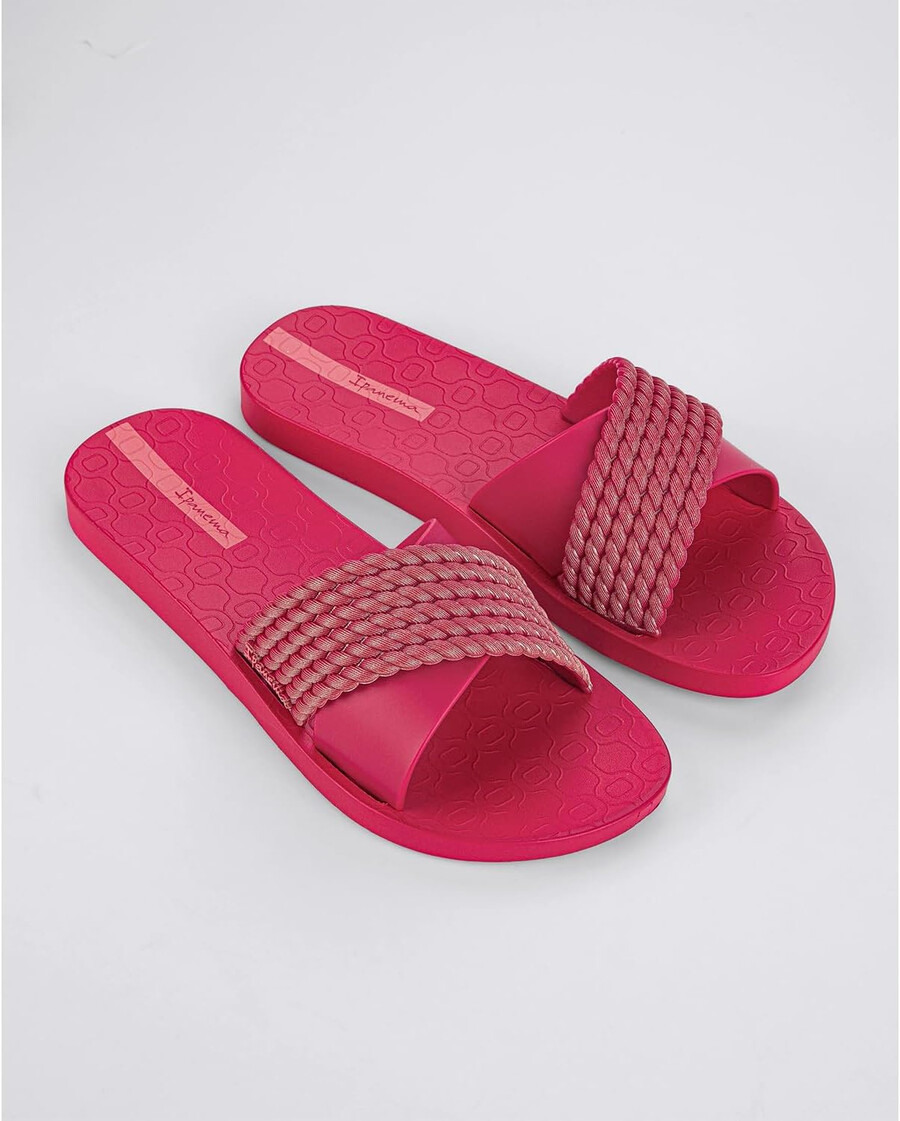 ipanema womens street ii slides - comfortable and trendy slip-on sandals flip flops for women with wide minimalist crisscross upper redred 7 flip-flops