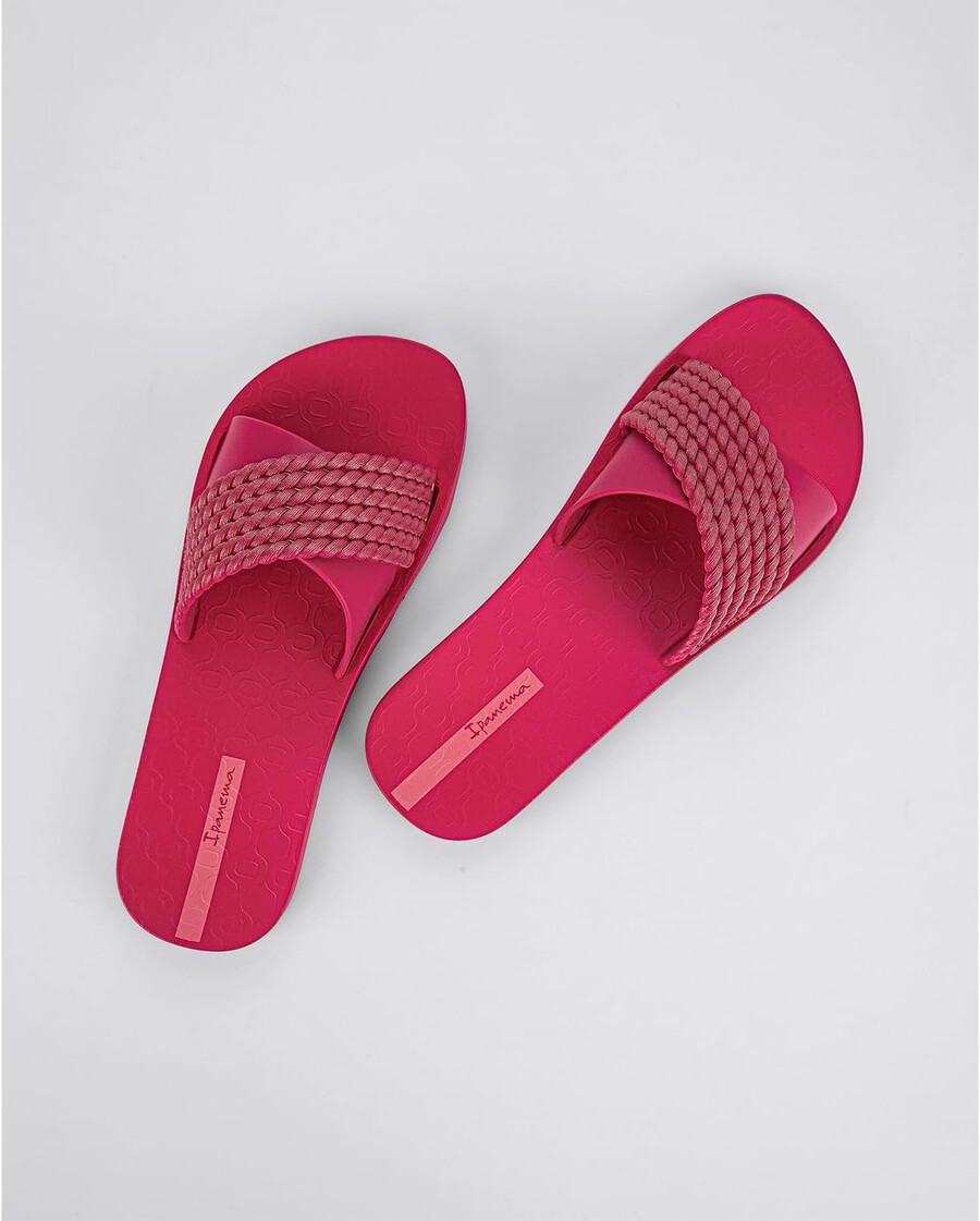 ipanema womens street ii slides - comfortable and trendy slip-on sandals flip flops for women with wide minimalist crisscross upper redred 7 flip-flops