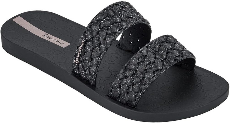 ipanema renda ii fem womens slides - slip-on sandals for women with woven straps dressy slides summer dress sandals flats with cushioned footbed for women glitter black size 7 shoes