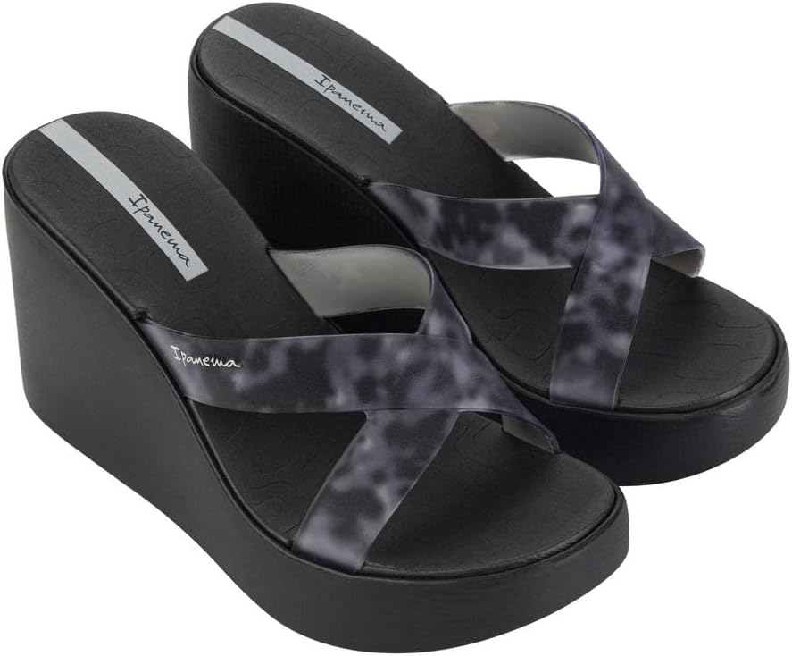 ipanema high fashion womens platform slides - comfortable slip on platform sandals for women dressy summer heels wedge sandals summer dress sandals womens platform sandals blackgrey size 6 slides